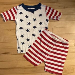 Hanna Andersson 120 130 6 7 8 Stars and Stripes short johns pajamas PJs boy girl